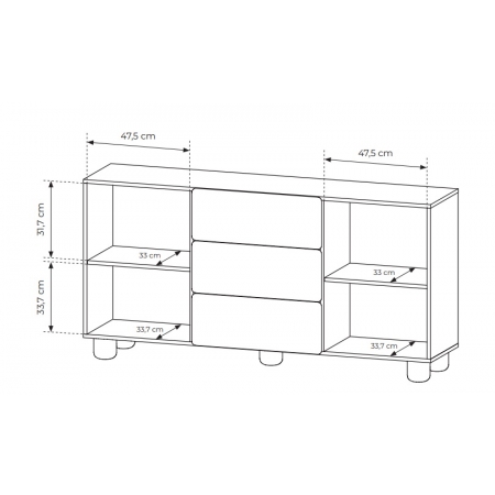 Komoda 160 cm 2-drzwiowa z szufladami LUGO dąb vicenza